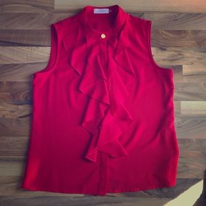 Calvin Klein Red Sleeveless Blouse